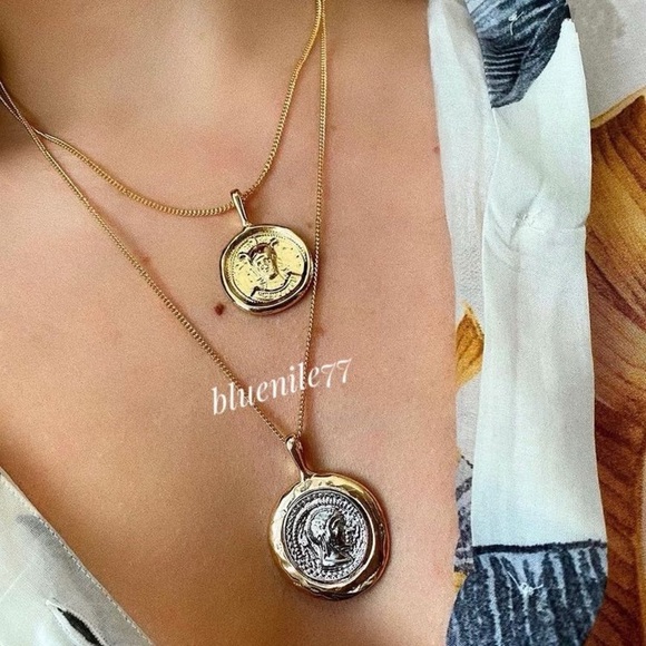 ¥ PENDANT VINTAGE DOUBLE CHAIN LAYERED NECKLACE - Picture 4 of 6